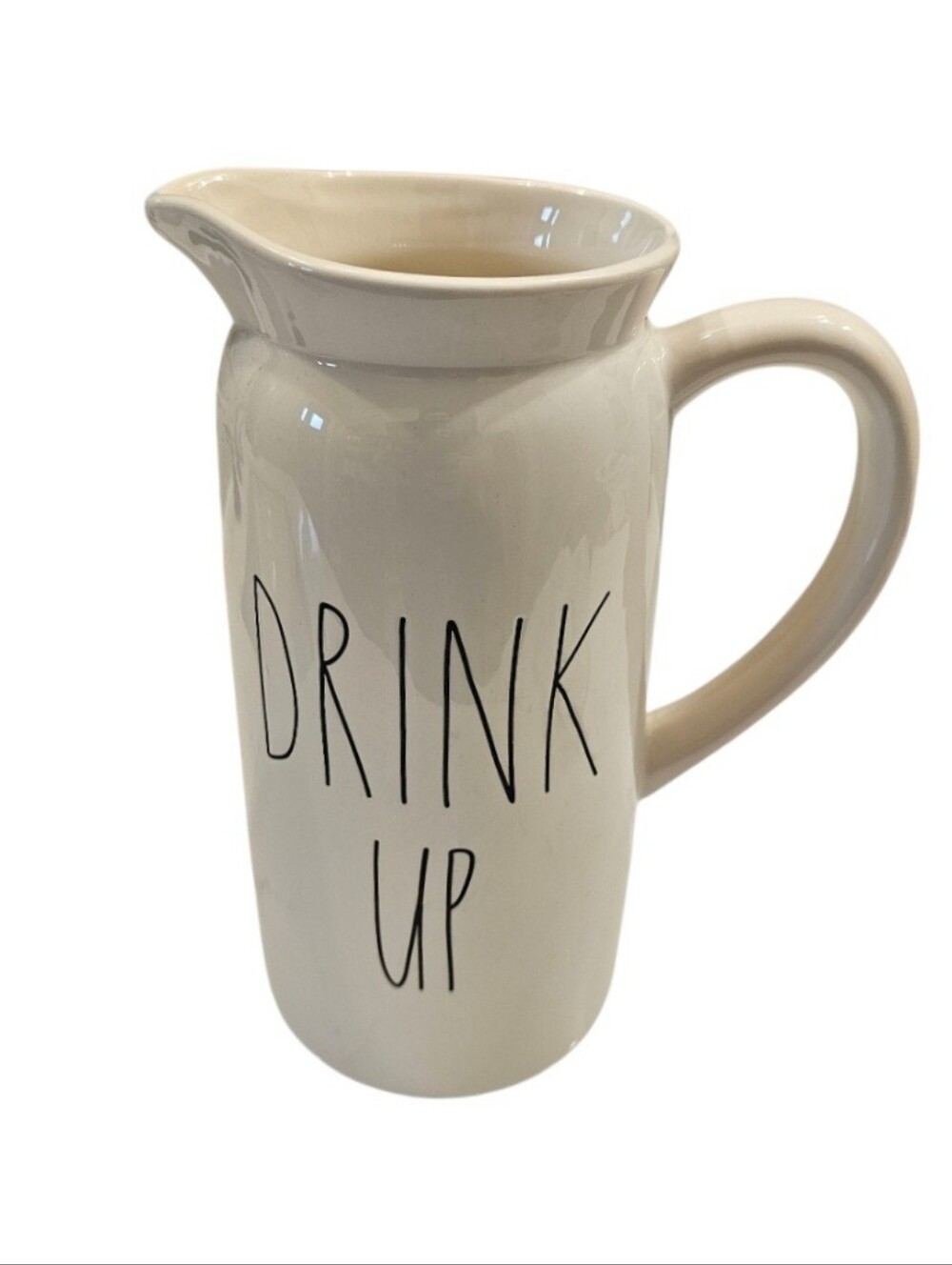 Rae Dunn Cream Ceramic Pitcher with 'DRINK UP' Lettering